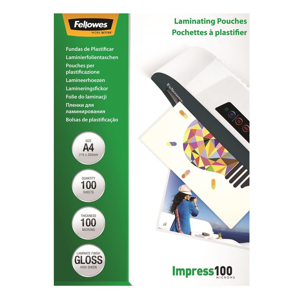 Lamináló fólia, A4, 100 mikron, fényes, 100 db/doboz, Fellowes® 3 Lamináló fólia, A4, 100 mikron, fényes, 100 db/doboz, Fellowes® - Image 3