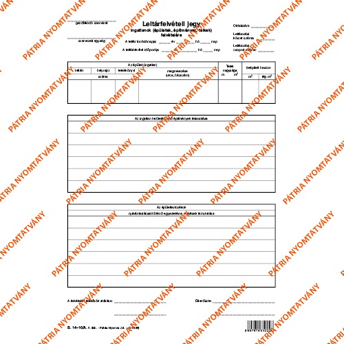 Leltárfelvételi jegy ingatlanok felvétele szabadlap A/4 álló 1 Leltárfelvételi jegy ingatlanok felvétele szabadlap A/4 álló