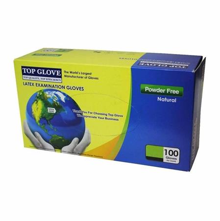 Védőkesztyű, egyszer használatos, latex, M méret, púder nélküli 1 .