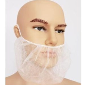 Szakállvédő, egyszer használatos, gumis, polipropilén, 100 db, fehér