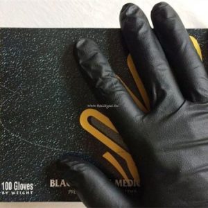 Védőkesztyű, egyszer használatos, nitril, S méret, 100 db, púder nélküli, fekete