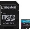 Memóriakártya, microSDXC, 64GB, C10/UHS-I/U3/V30/A2, adapter, KINGSTON "Canvas Go! Plus"