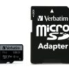 Memóriakártya, microSDXC, 128GB, CL10/U3, 90/45 MB/s, adapter, VERBATIM "PRO"