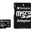 Memóriakártya, microSDHC, 16GB, CL10/U1, 45/10 MB/s, adapter, VERBATIM "Premium"