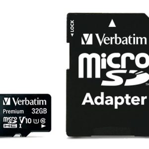 Memóriakártya, microSDHC, 32GB, CL10/U1, 90/10 MB/s, adapter, VERBATIM "Premium"