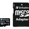 Memóriakártya, microSDXC, 64GB, CL10/U1, 90/10 MB/s, adapter, VERBATIM "Premium"