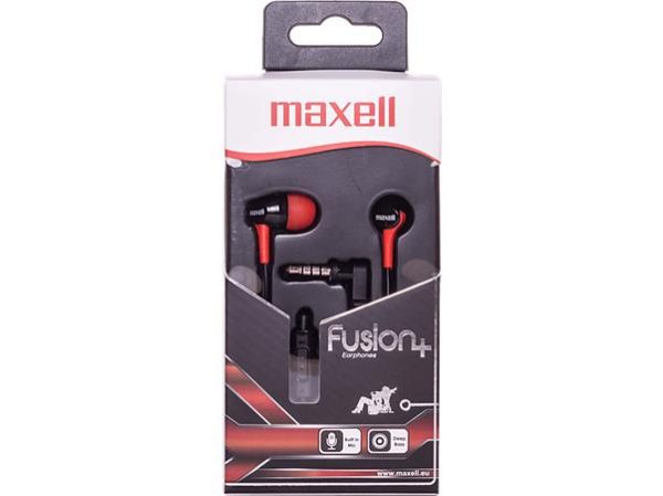 Fülhallgató, mikrofonnal, MAXELL "Fusion+", piros-fekete