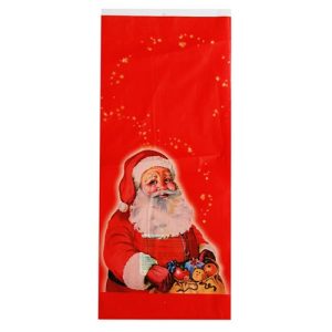 Mikulás tasak 15x35 cm piros