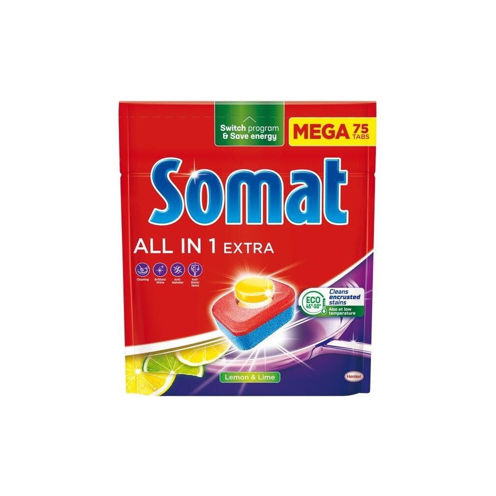 Mosogatógép tabletta 75 db/doboz All in One Somat Lemon&Lime 2 Mosogatógép tabletta 75 db/doboz All in One Somat Lemon&Lime - Image 2