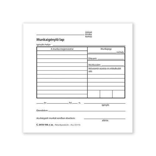 Munkaigénylő lap 50x3 lapos tömb 140x140 mm 2 Munkaigénylő lap 50x3 lapos tömb 140x140 mm - Image 2