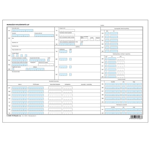 Munkaügyi nyilvántartó tasak A/4 fekvő -i 1 Munkaügyi nyilvántartó tasak A/4 fekvő -i