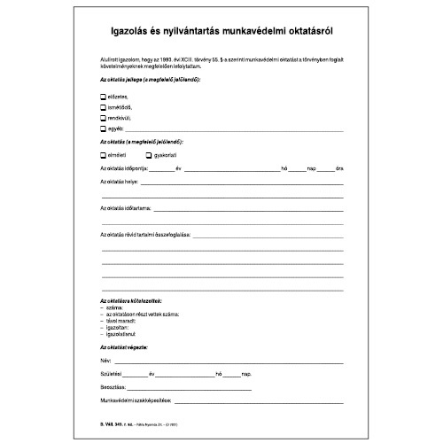 Munkavédelmi oktatási napló 24 lapos füzet A/4 álló 2 Munkavédelmi oktatási napló 24 lapos füzet A/4 álló - Image 2