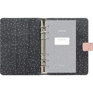 Kalendárium, gyűrűs, betétlapokkal, personal méret, FILOFAX, "Confetti", rózsakvarc