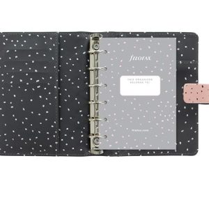 Kalendárium, gyűrűs, betétlapokkal, pocket méret, FILOFAX, "Confetti", rózsakvarc