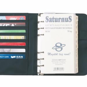 Kalendárium, gyűrűs, betétlapokkal, "M", műbőr, SATURNUS, "437", barna