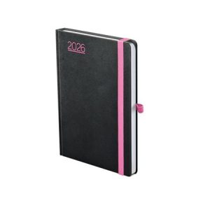Naptár, tervező, A5, heti, TOPTIMER, "Nero", fekete-pink