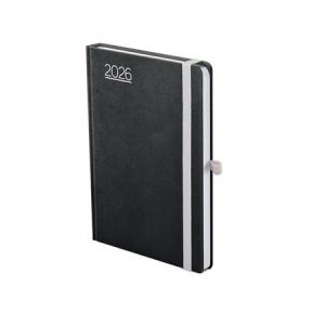 Naptár, tervező, A5, heti, TOPTIMER, "Nero", fekete-szürke