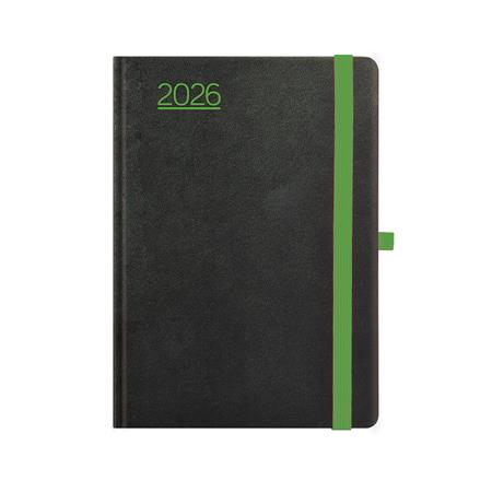 Naptár, tervező, A5, napi, TOPTIMER, "Nero", fekete-zöld 1 TOPTIMER