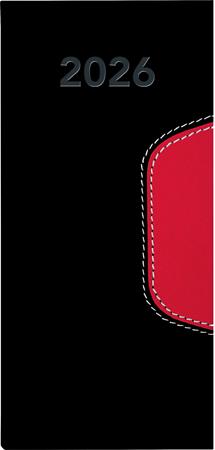 Zsebnaptár, fekvő elrendezésű, DAYLINER, "Memphis", fekete-piros 1 DAYLINER