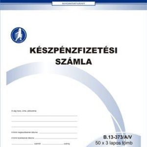 Nyomtatvány, készpénzfizetési számlatömb, egy ÁFÁs, 50x3, A5, VICTORIA PAPER, "B.13-373", 10 tömb/csomag