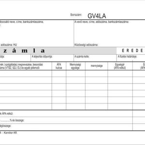 Nyomtatvány, számlatömb, egy ÁFÁs, 50x3, A5, fekvő, VICTORIA PAPER, "B.13-374", 10 tömb/csomag