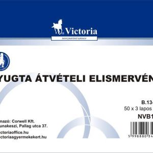 Nyomtatvány, nyugta átvételi elismervény, 50x3, A6, VICTORIA PAPER "B.13-67", 10 tömb/csomag