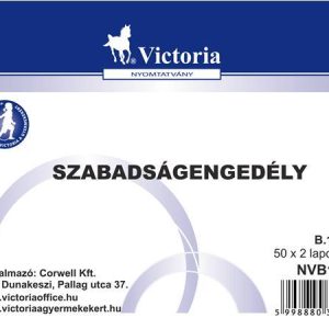 Nyomtatvány, szabadságengedély, 50x2, A6, VICTORIA PAPER "B.18-49", 10 tömb/csomag