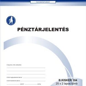 Nyomtatvány, pénztárjelentés, 25x2, A5, VICTORIA PAPER "B.Kisker-104", 10 tömb/csomag