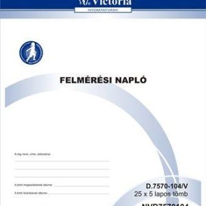Nyomtatvány, felmérési napló, 25x5, A4, VICTORIA PAPER "D.7570-104", 10 tömb/csomag