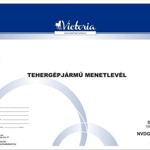 Nyomtatvány, menetlevél, tehergépjármű, 100 lap, A4, fekvő, VICTORIA PAPER, "D.GÉPJ.21.", 10 tömb/csomag