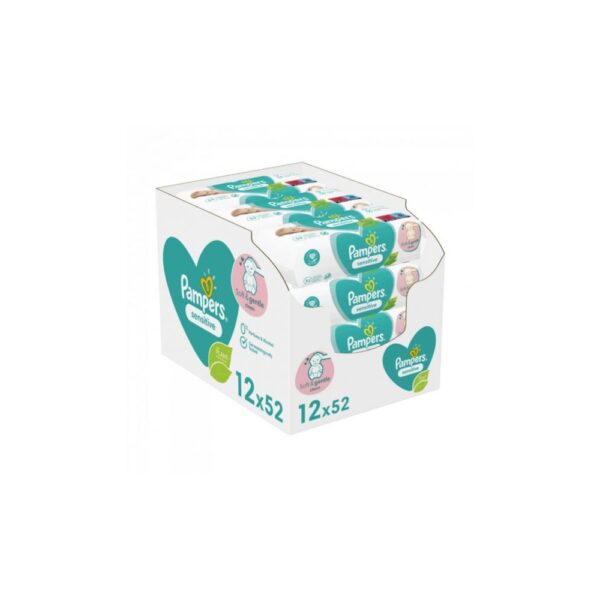 Nedves torlokendo 12 x 52 lap doboz Pampers Sensitive i245770