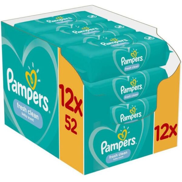 Nedves torlokendo 12 x 52 lapdoboz Pampers Fresh Clean i466795