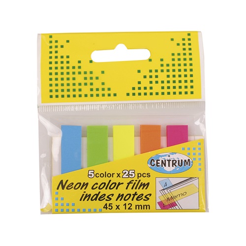 Oldaljelölő műanyag Centrum 45x12 mm 5x25 lapos neon színek 1 Oldaljelölő műanyag Centrum 45x12 mm 5x25 lapos neon színek