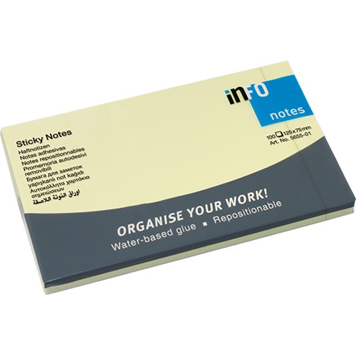 Öntapadós jegyzettömb Info Notes 125x75 mm 100 lapos sárga 1 Öntapadós jegyzettömb Info Notes 125x75 mm 100 lapos sárga