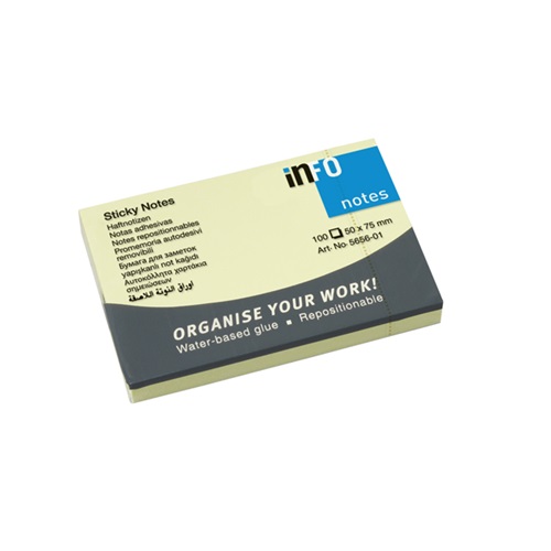 Öntapadós jegyzettömb Info Notes 50x75 mm 100 lapos sárga 1 Öntapadós jegyzettömb Info Notes 50x75 mm 100 lapos sárga