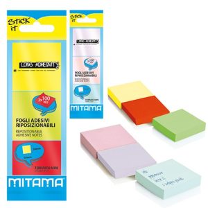 Öntapadós jegyzettömb Mitama 50x50 mm 100 lapos pasztellszínek 3 db/csomag