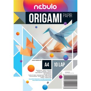 Origami papír A4, vegyes színek, 10 lap/csomag, Nebulo