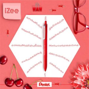 Golyóstoll, 0,35 mm, nyomógombos, PENTEL "iZee", piros