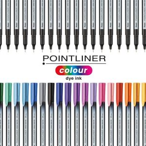 Tűfilc készlet, 0,4 mm, PENTEL "Pointliner", 24 különböző szín