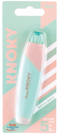 Hibajavító roller, 5 mm x 6 m, utántölthető, PENTEL "Knoky", világoszöld-barack 2 Hibajavító roller, 5 mm x 6 m, utántölthető, PENTEL "Knoky", világoszöld-barack