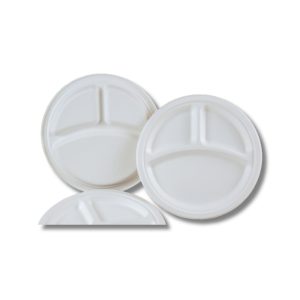 Papírtányér 3 részes 25,4 cm komposztálható cukornád natúr