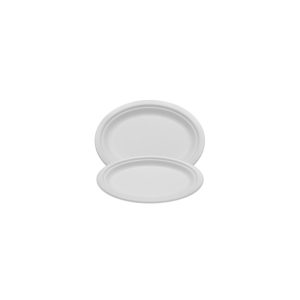 Papírtányér ovális 25,4  x 19,05 cm komposztálható cukornád natúr