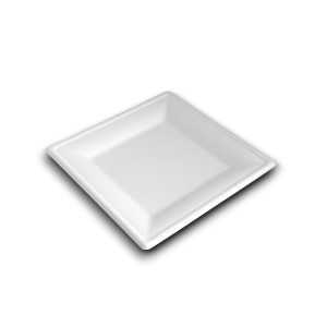 Papírtányér szögletes 20 x 20 cm komposztálható cukornád natúr