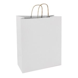 Papírtáska 18x22x8 sodrott füles fehér