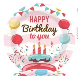Party tányér 23 cm Happy Birthday 10 db/csomag