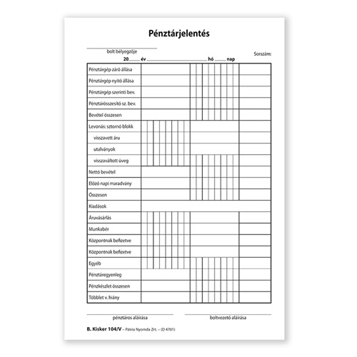 Pénztárjelentés 25x2+2 lapos tömb A/5 álló 2 Pénztárjelentés 25x2+2 lapos tömb A/5 álló - Image 2