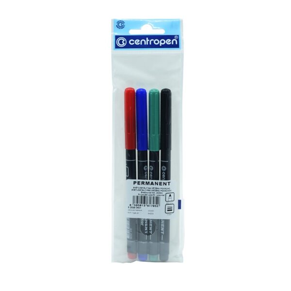 Permanent marker CENTROPEN 2536 kerek vegu 1mm 4db os keszlet i71335