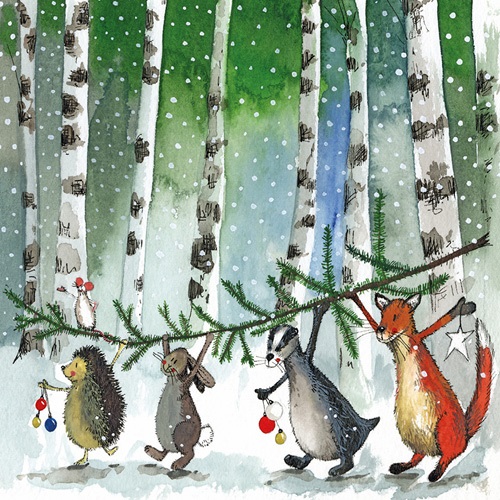 Poháralátét Alex Clark, parafa, karácsonyi erdei állatok 1 Poháralátét Alex Clark, parafa, karácsonyi erdei állatok