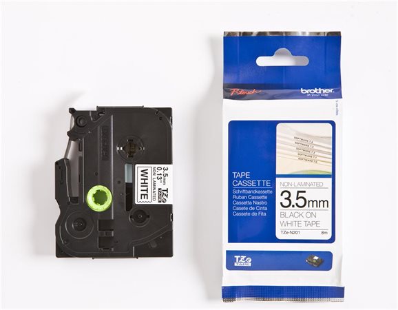 Feliratozógép szalag, matt, 3,5 mm x 8 m, BROTHER, "TZe-N201" fehér-fekete 1 BROTHER