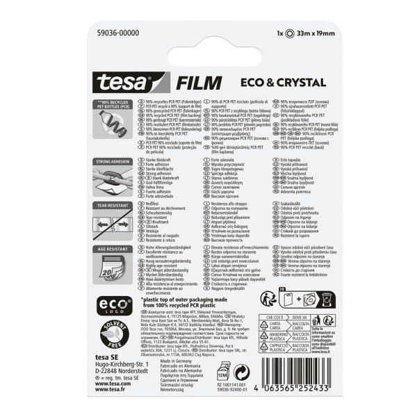 Ragasztószalag 19mmx33m irodai átlátszó újrahasznosított Tesa Eco & Crystal - Image 5